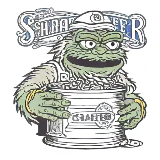 Oscar the Grouch from Sesame Street emerging from a can of Schaefer beer.  tattoo design idea