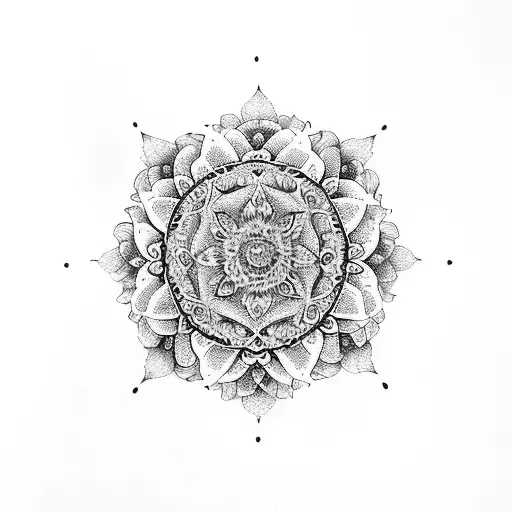 mandalas with flowers and hinduism tattoo design idea