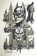 Batman, Joker, Bane, Gotham City skyline tattoo design idea