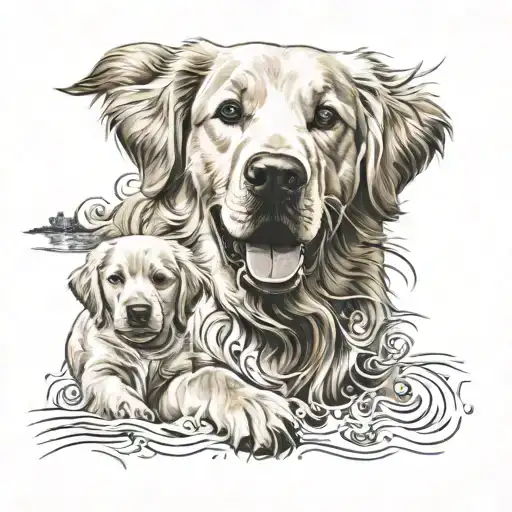 I want a tattoo of a golden retriever tattoo design idea