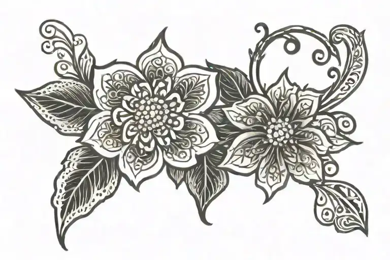 my dads name earl w henna flower near each other tattoo design idea