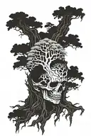 Tree arise from skull simbolize new beginnings strength tattoo design idea