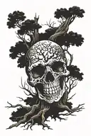 Tree arise from skull simbolize new beginnings strength tattoo design idea