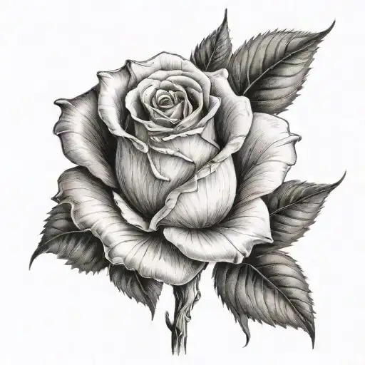 single rose with the name Gonzalez in the stem  tattoo design idea