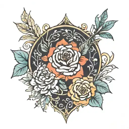 thigh nature garter band  tattoo design idea