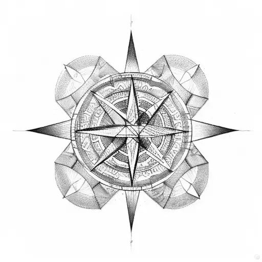 A geometric compass with intricate patterns tattoo design idea