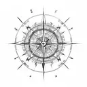 A geometric compass with intricate patterns tattoo design idea