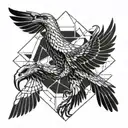 A soaring eagle above a  Scorpion . This should also depict the sentence "Unleash your inner strength" tattoo design idea