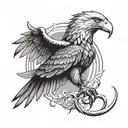 A soaring eagle above a Scorpion . This should also depict the sentence "Unleash your inner strength" tattoo design idea