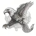 A soaring eagle above a Scorpion . This should also depict the sentence "Unleash your inner strength" tattoo design idea