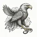 A soaring eagle above a Scorpion . This should also depict the sentence "Unleash your inner strength" tattoo design idea