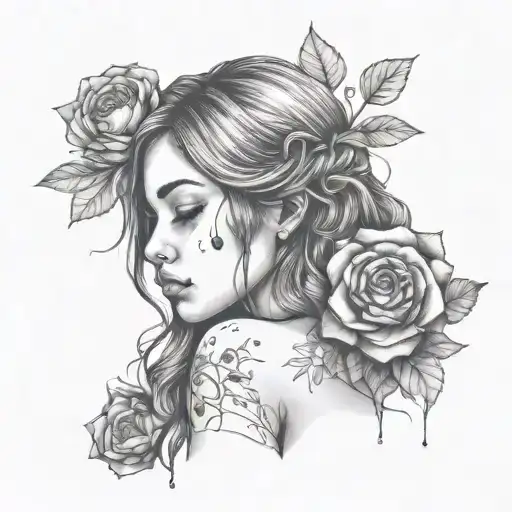 a girl that has suffered a lot from love and feels alone tattoo design idea