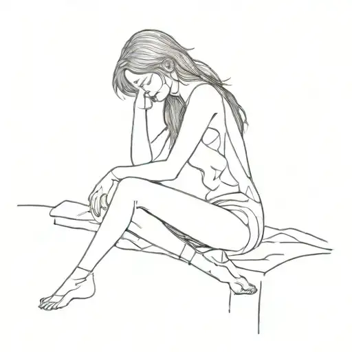 a girl that has suffered a lot from love and feels alone tattoo design idea