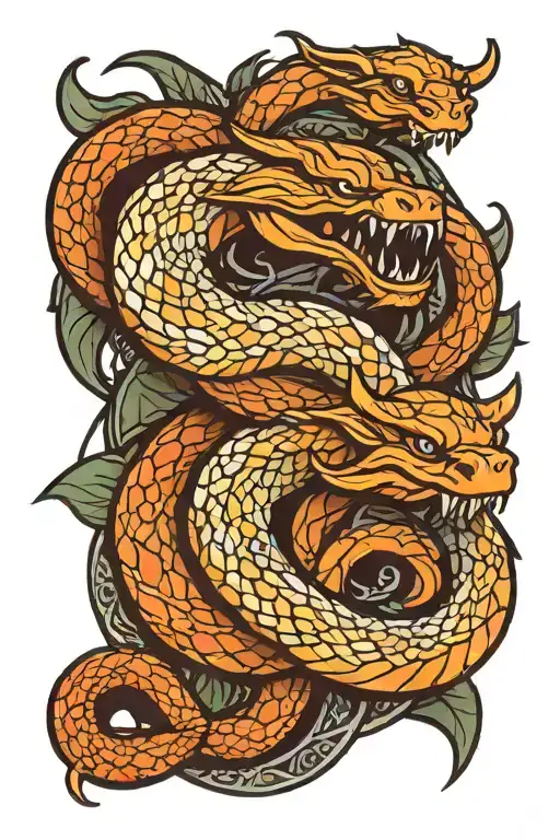 viking snake slithering tattoo design idea
