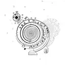 A microscope with colorful swirling patterns inside, symbolizing the excitement of conducting experiments in the lab tattoo design idea