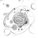 A microscope with colorful swirling patterns inside, symbolizing the excitement of conducting experiments in the lab tattoo design idea