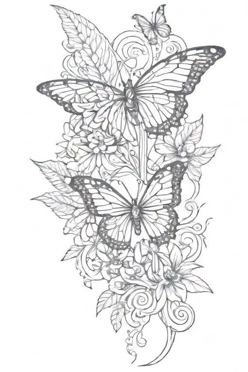 spine tattoo with sun and butterfly  tattoo design idea