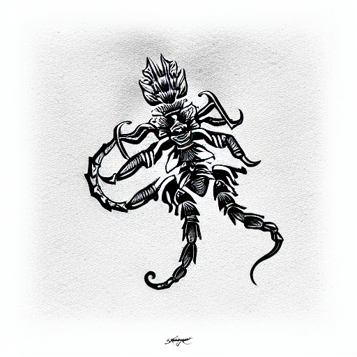 scorpio batteling a taurus tattoo design idea