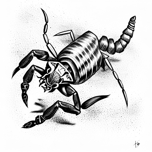 scorpion 8n fight mode against a bull tattoo design idea