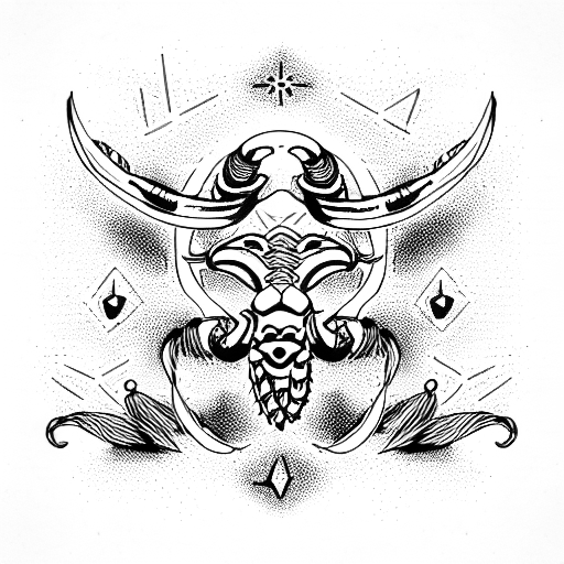zodiac scorpio locked in battle with zodiac taurus tattoo design idea