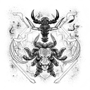 zodiac scorpio locked in battle with zodiac taurus tattoo design idea