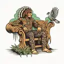 Aztec sleeve with bench and weeping willow tree  tattoo design idea