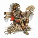 Aztec sleeve with bench and weeping willow tree  tattoo design idea