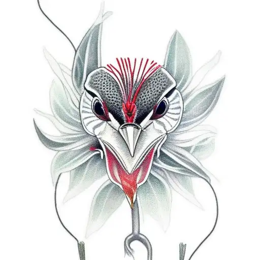 Raven with hellebore and red spider lilies in its mouth  tattoo design idea