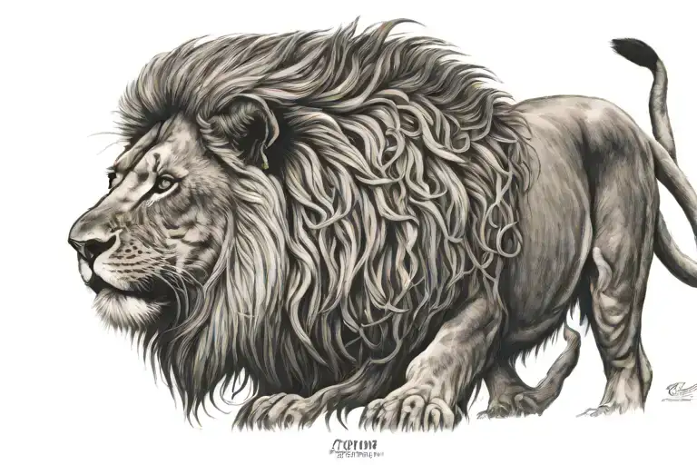 lion connecting to 2 Timothy 1:7 tattoo design idea