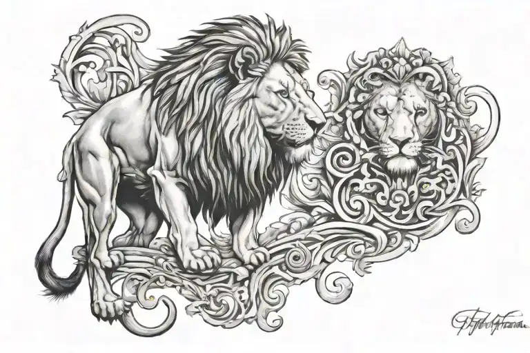lion connecting to 2 Timothy 1:7 tattoo design idea