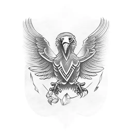 eagle with cross and 3 wise monkeys tattoo design idea