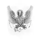 eagle with cross and 3 wise monkeys tattoo design idea