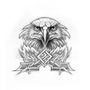 eagle with cross and 3 wise monkeys tattoo design idea