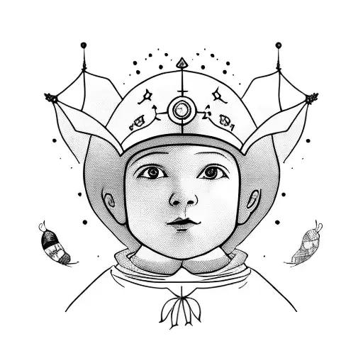 A blackwork portrait of the Little Prince with his favorite quote tattoo design idea