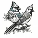 Cardinal and Blue Jay tattoo design idea