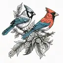 Cardinal and Blue Jay tattoo design idea