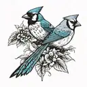 Cardinal and Blue Jay tattoo design idea