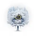 trees around a grandfather clock tattoo design idea