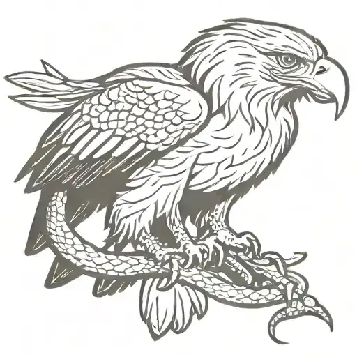 eagle with snake tattoo design idea