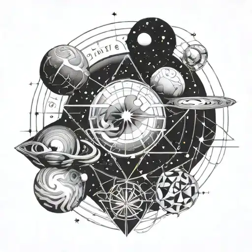 venus and neptune planets stars and nebulas tattoo design idea