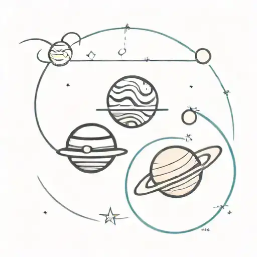 venus and neptune planets stars and nebulas tattoo design idea
