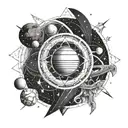 venus and neptune planets stars and nebulas tattoo design idea