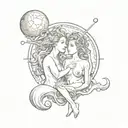 venus and neptune planet tattoo design idea