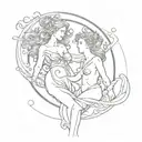 venus and neptune planet tattoo design idea