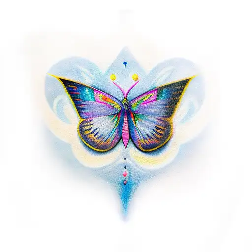 Luna, mariposa  tattoo design idea