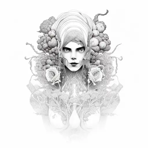 women made of vegetables  tattoo design idea