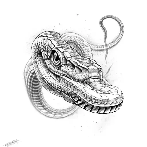 arm sleeve venomous snake preparing to strike tattoo design idea