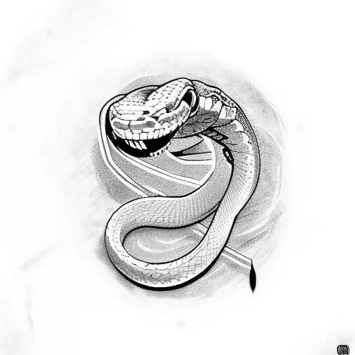 Dotwork "Snake With Eyes" Tattoo Idea BlackInk AI