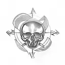 A pipe welder welding together a skull and a compass tattoo design idea
