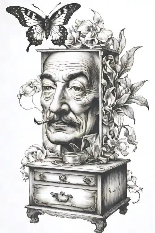 dali drawers pulled tattoo design idea